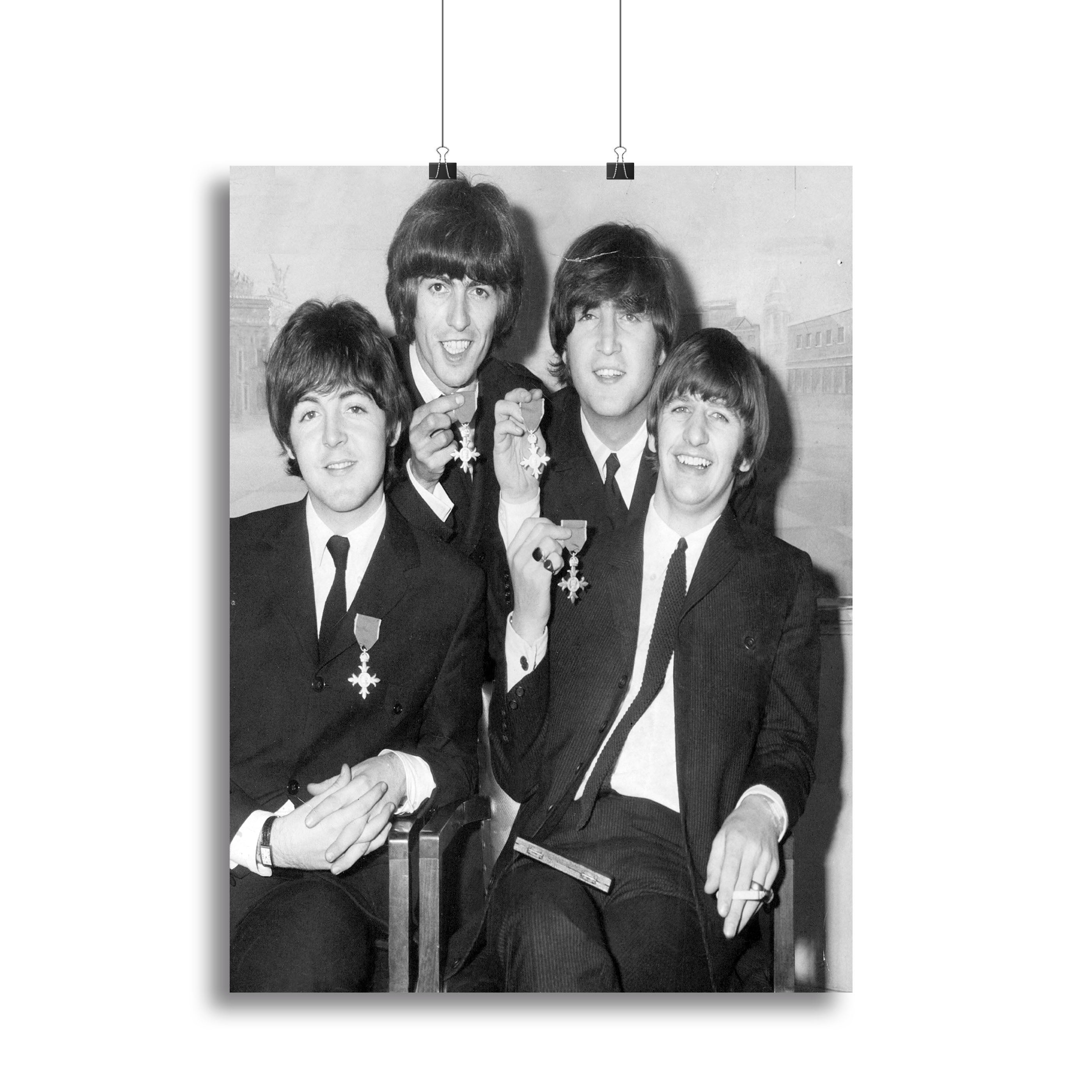 The Beatles sitting with their MBEs Canvas Print or Poster - Canvas Art Rocks - 2