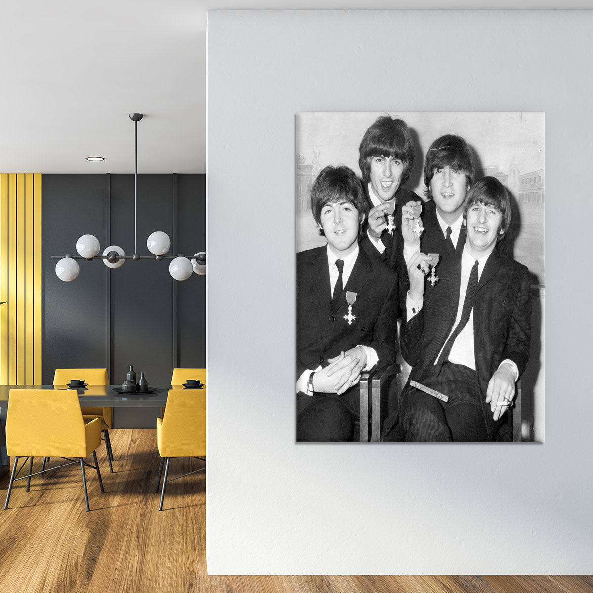 The Beatles sitting with their MBEs Canvas Print or Poster - Canvas Art Rocks - 4