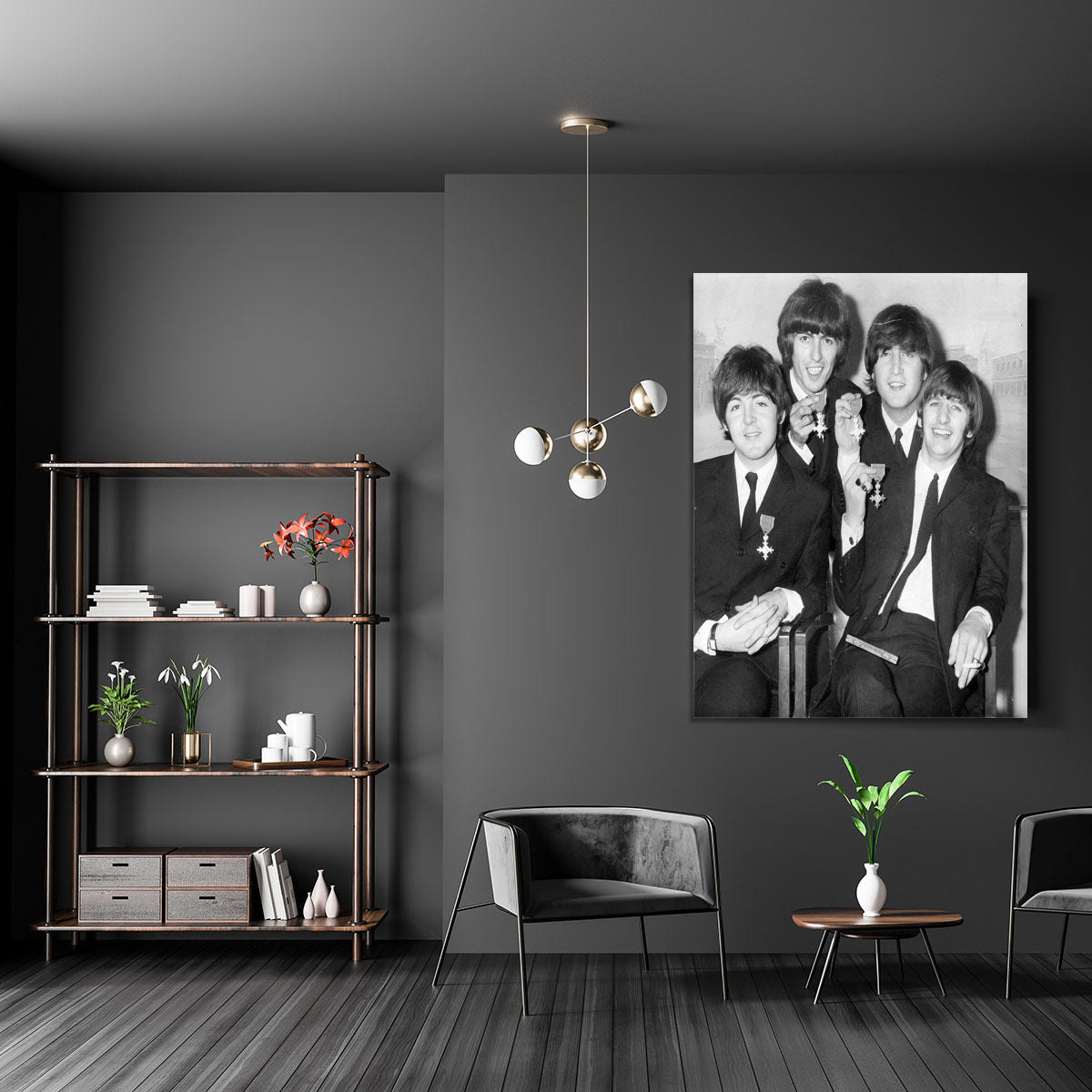 The Beatles sitting with their MBEs Canvas Print or Poster - Canvas Art Rocks - 5