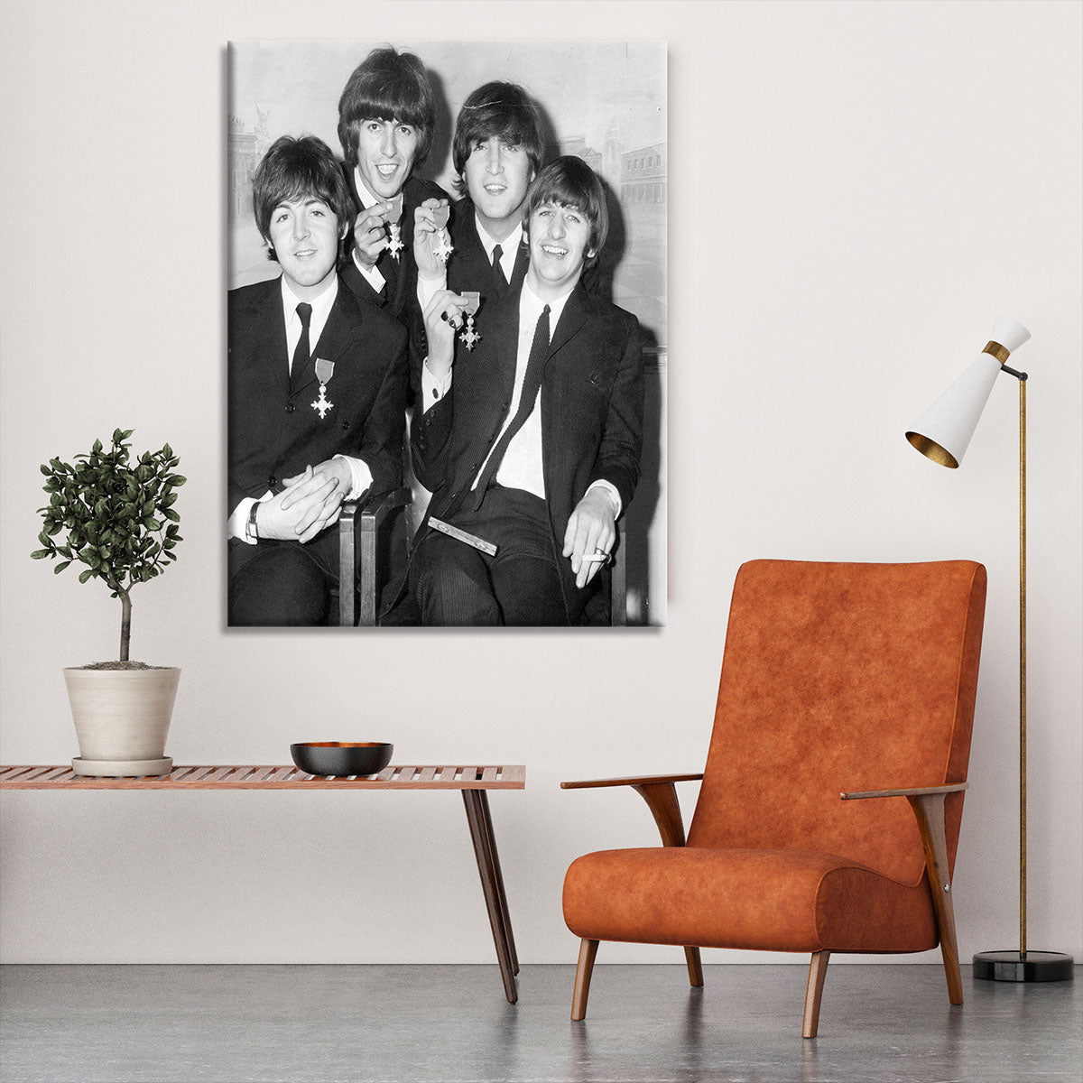 The Beatles sitting with their MBEs Canvas Print or Poster - Canvas Art Rocks - 6