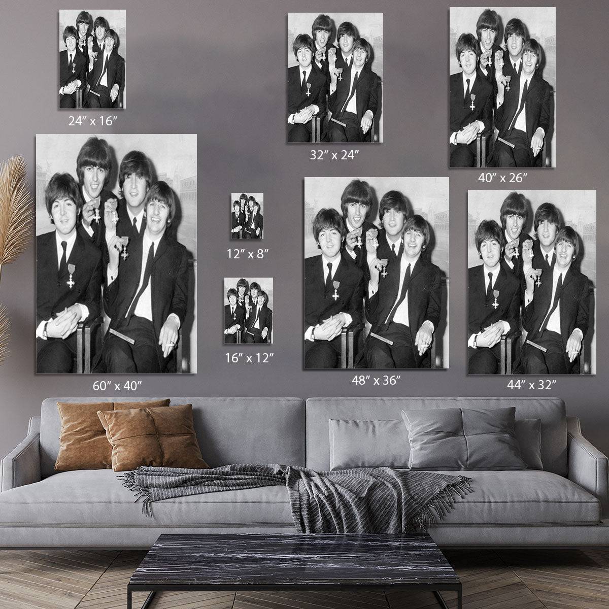 The Beatles sitting with their MBEs Canvas Print or Poster - Canvas Art Rocks - 7