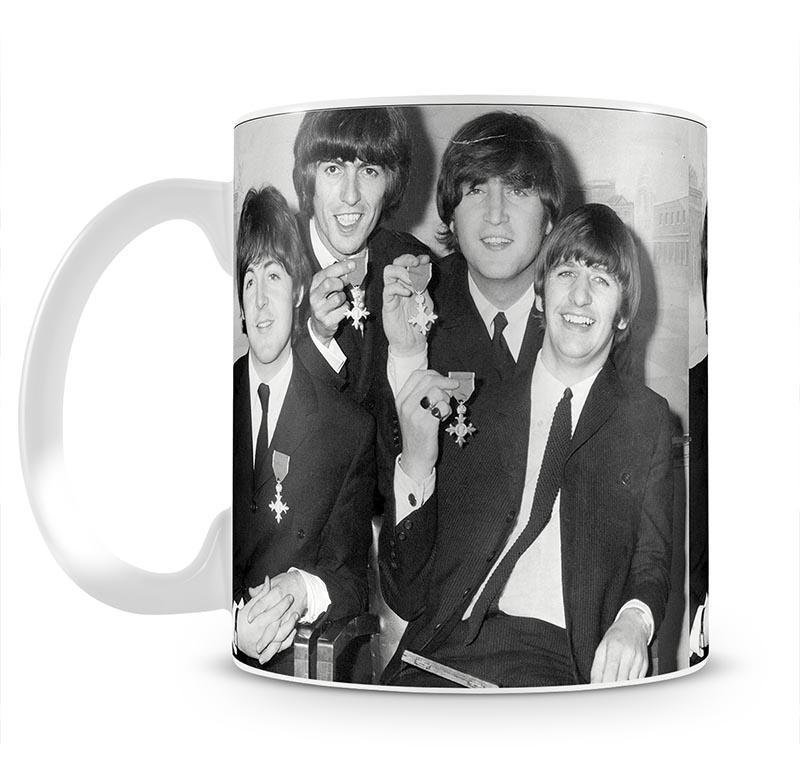 The Beatles sitting with their MBEs Mug - Canvas Art Rocks - 2