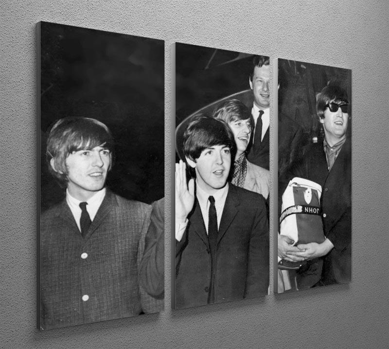 The Beatles with Brian Epstein at London Airport 3 Split Panel Canvas Print - Canvas Art Rocks - 2