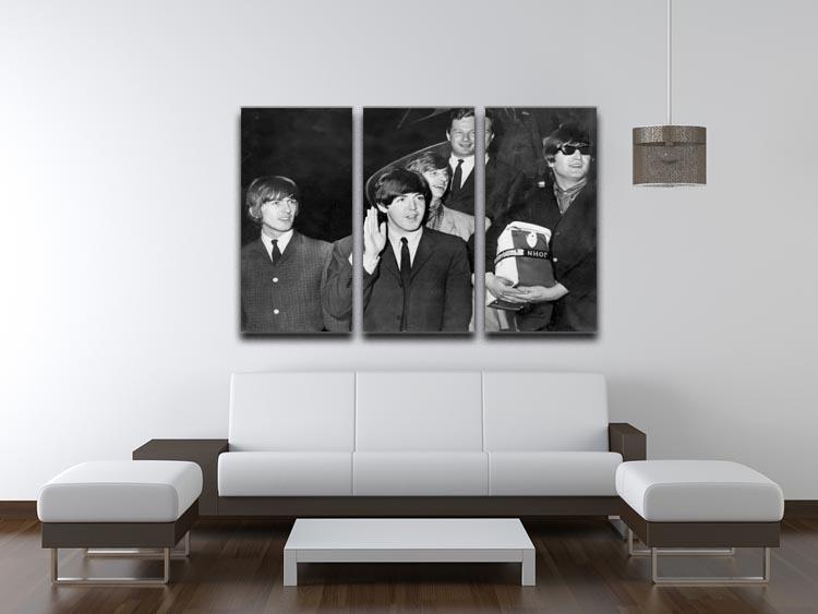 The Beatles with Brian Epstein at London Airport 3 Split Panel Canvas Print - Canvas Art Rocks - 3