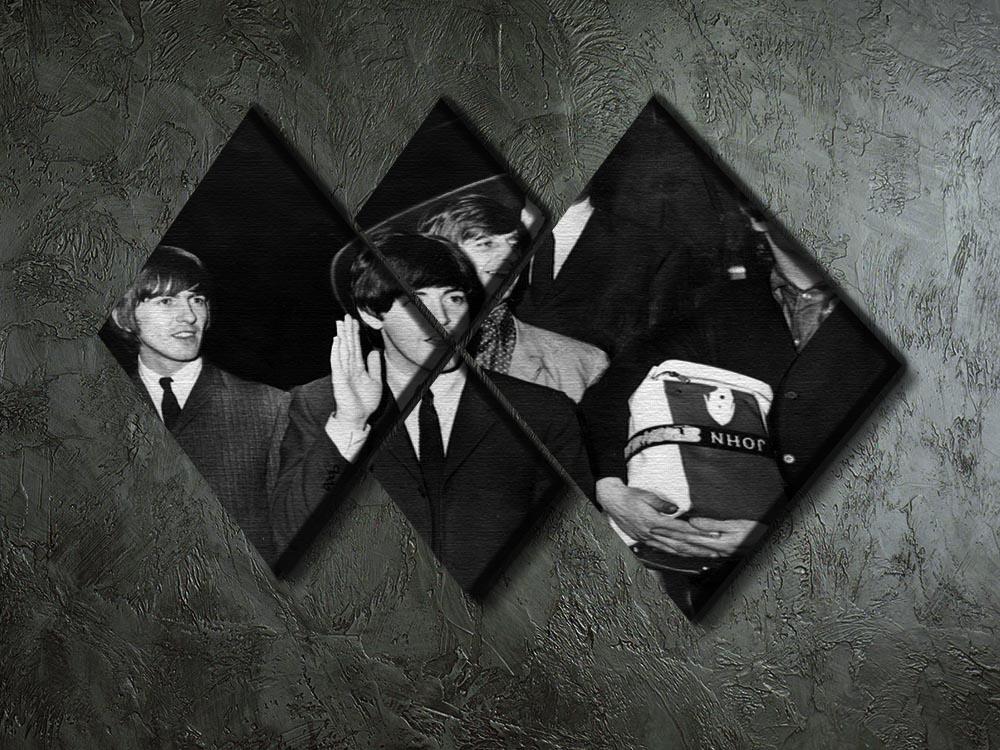 The Beatles with Brian Epstein at London Airport 4 Square Multi Panel Canvas - Canvas Art Rocks - 2