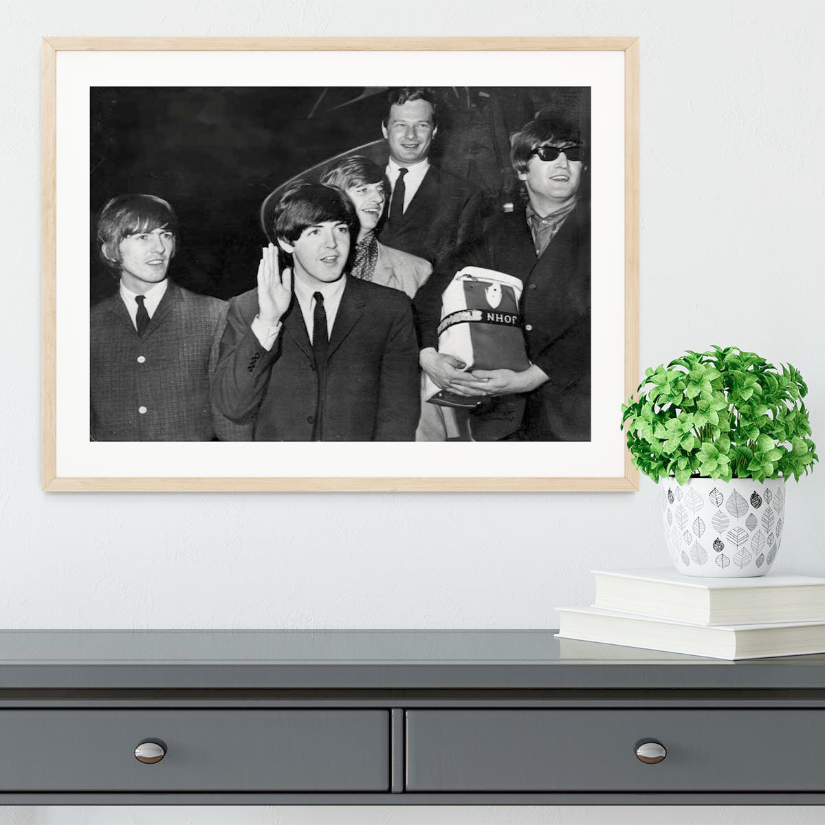 The Beatles with Brian Epstein at London Airport Framed Print - Canvas Art Rocks - 3