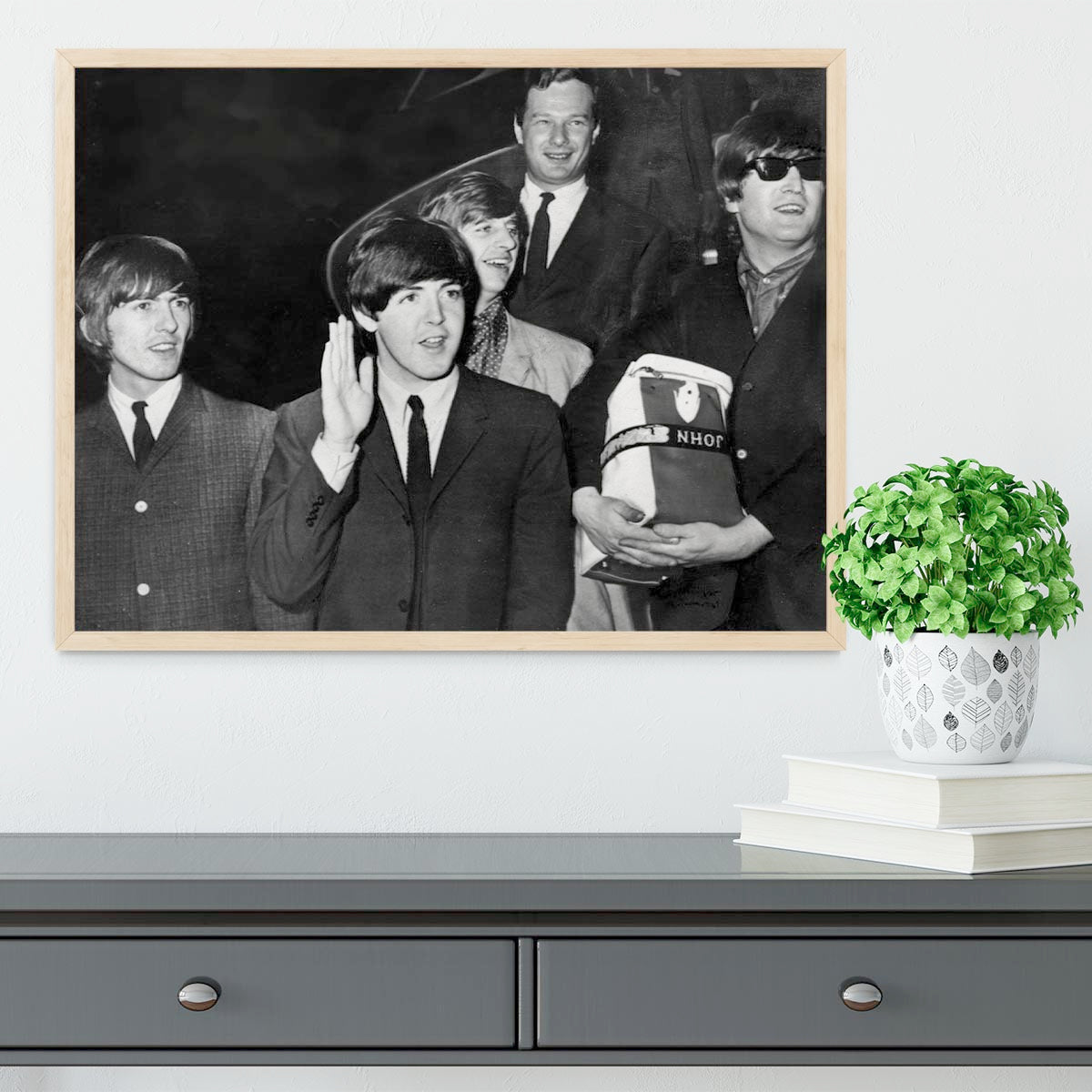 The Beatles with Brian Epstein at London Airport Framed Print - Canvas Art Rocks - 4