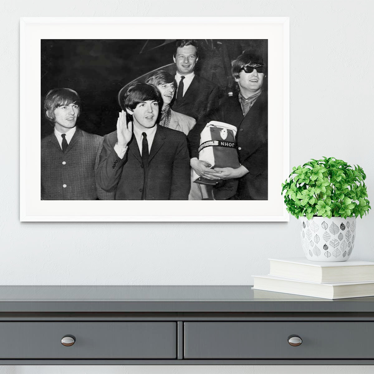 The Beatles with Brian Epstein at London Airport Framed Print - Canvas Art Rocks - 5
