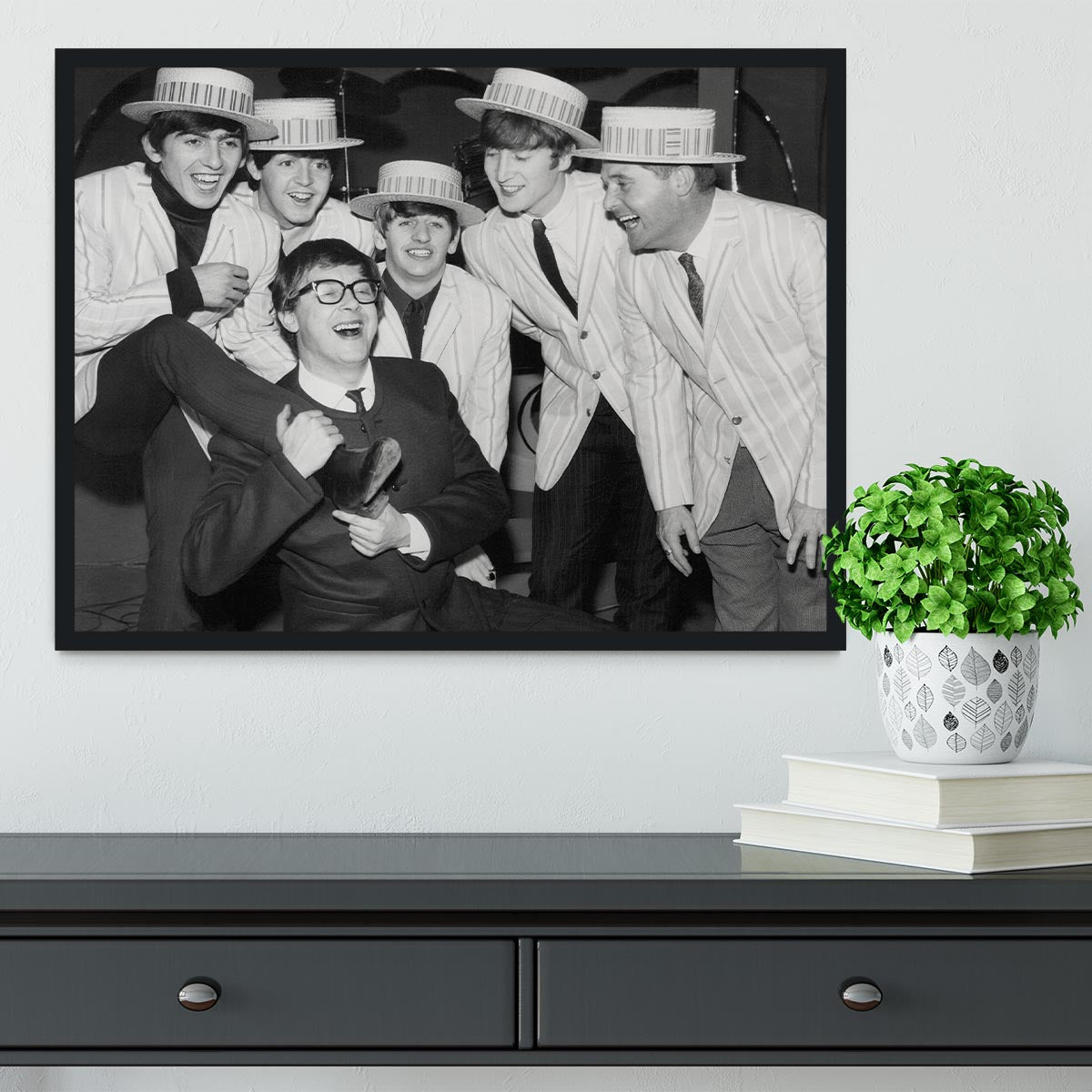 The Beatles with Morecambe and Wise Framed Print - Canvas Art Rocks - 2