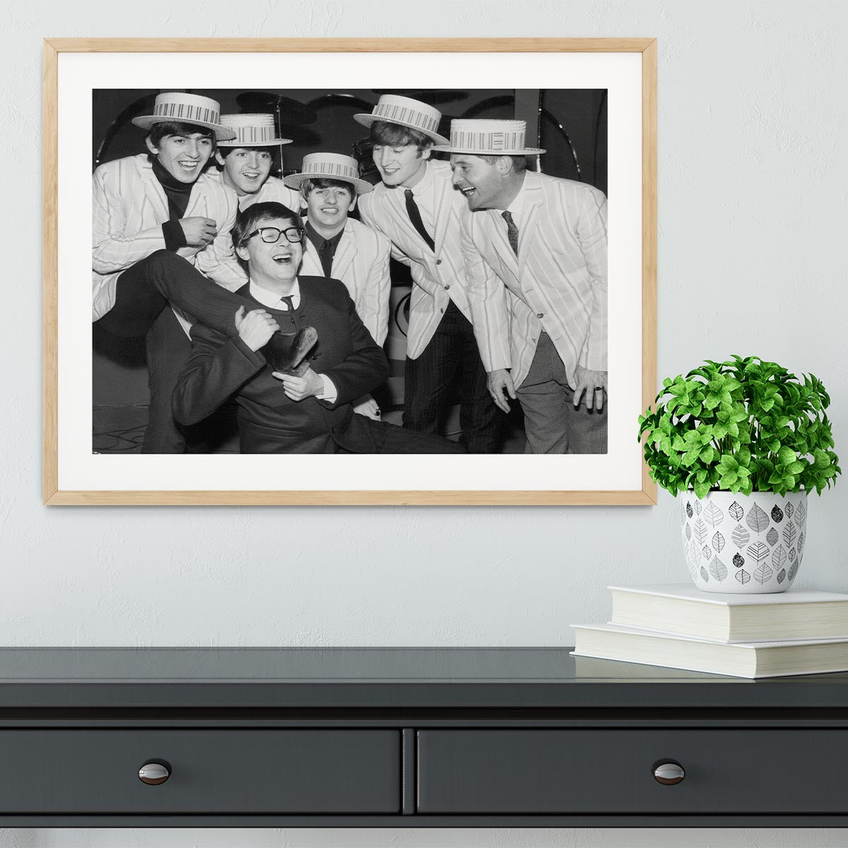The Beatles with Morecambe and Wise Framed Print - Canvas Art Rocks - 3