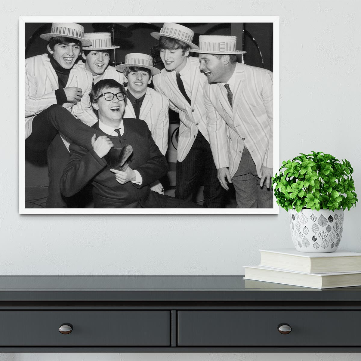 The Beatles with Morecambe and Wise Framed Print - Canvas Art Rocks -6