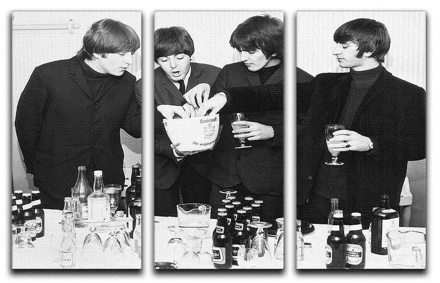 The Beatles with bottles of beer 3 Split Panel Canvas Print - Canvas Art Rocks - 1