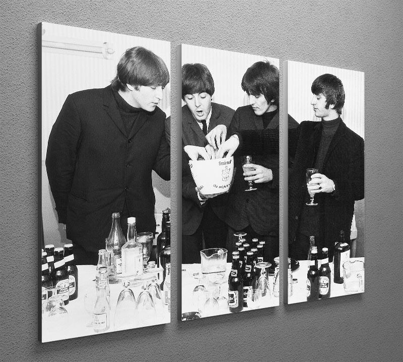 The Beatles with bottles of beer 3 Split Panel Canvas Print - Canvas Art Rocks - 2