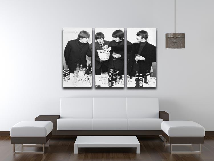 The Beatles with bottles of beer 3 Split Panel Canvas Print - Canvas Art Rocks - 3
