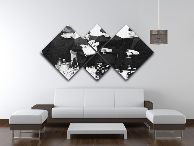 The Beatles with bottles of beer 4 Square Multi Panel Canvas - Canvas Art Rocks - 3