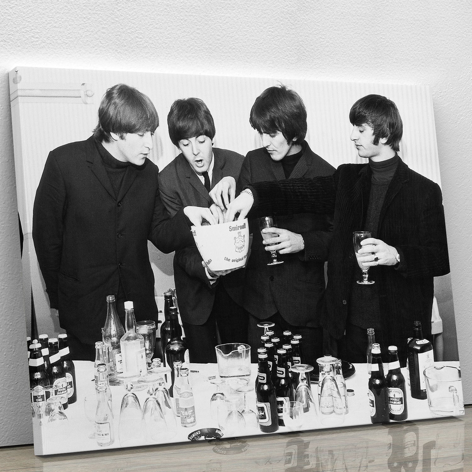 The Beatles with bottles of beer Canvas Print or Poster - Canvas Art Rocks - 1