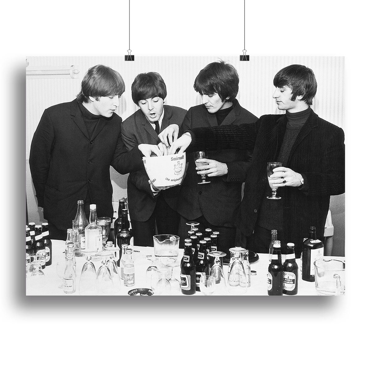 The Beatles with bottles of beer Canvas Print or Poster - Canvas Art Rocks - 2