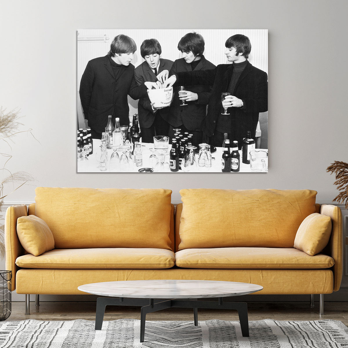 The Beatles with bottles of beer Canvas Print or Poster - Canvas Art Rocks - 4