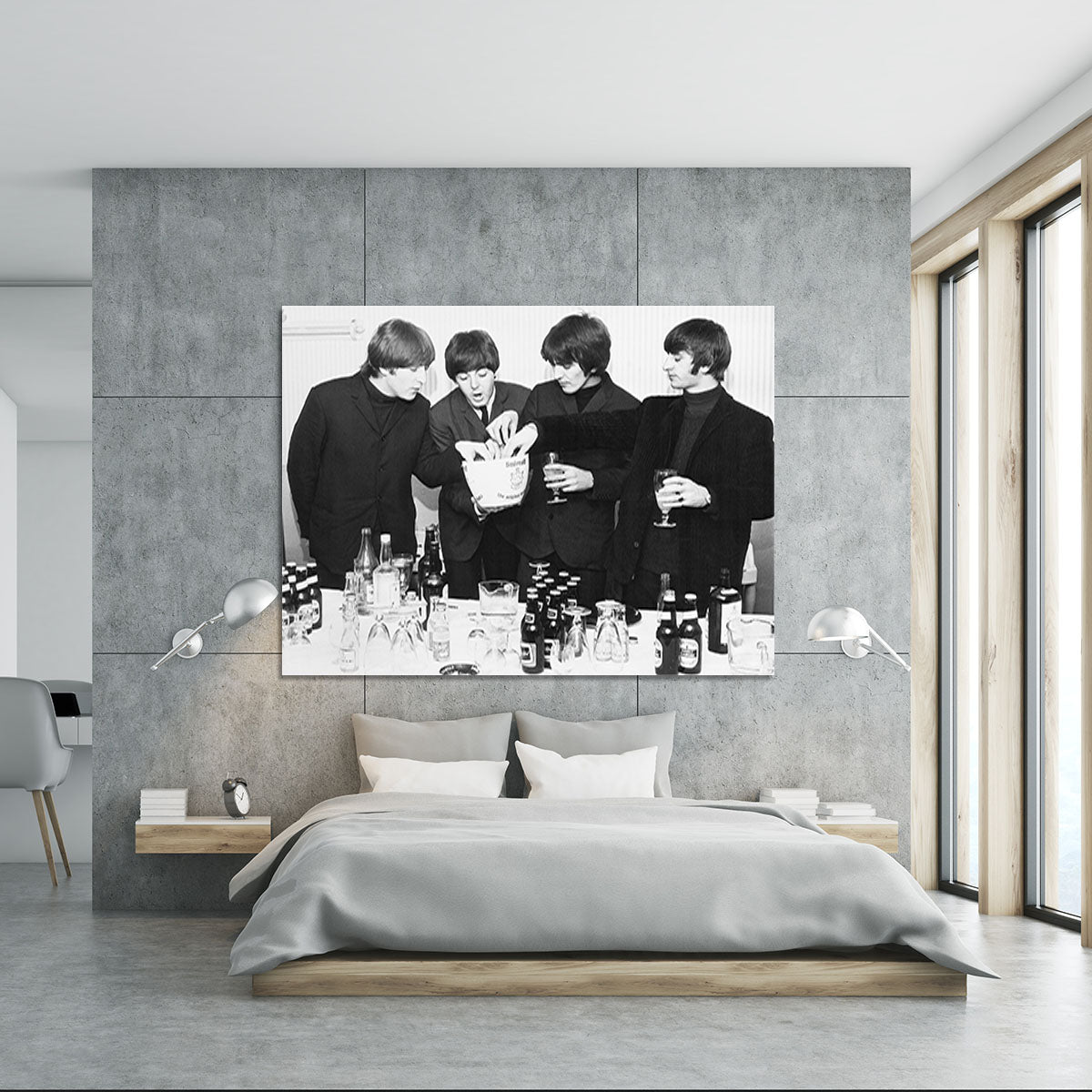 The Beatles with bottles of beer Canvas Print or Poster - Canvas Art Rocks - 5