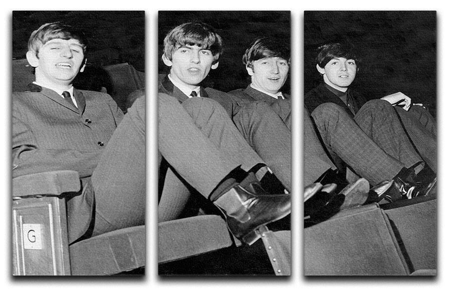 The Beatles with feet up in 1963 3 Split Panel Canvas Print - Canvas Art Rocks - 1