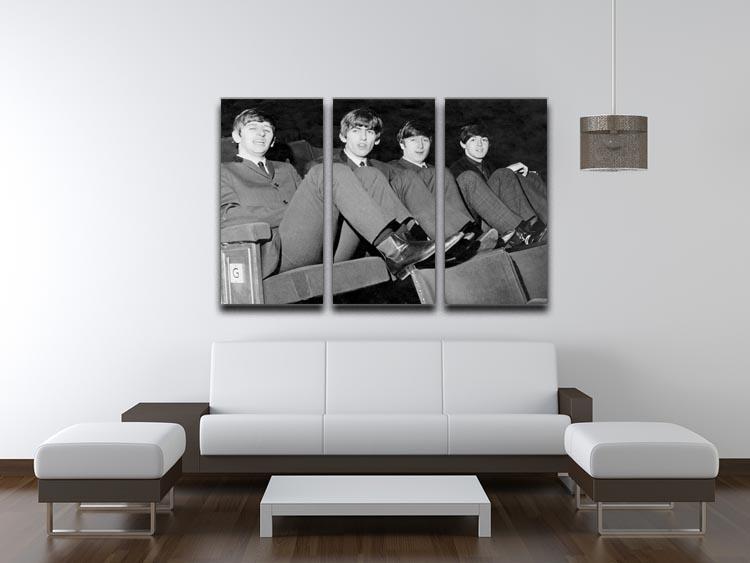 The Beatles with feet up in 1963 3 Split Panel Canvas Print - Canvas Art Rocks - 3