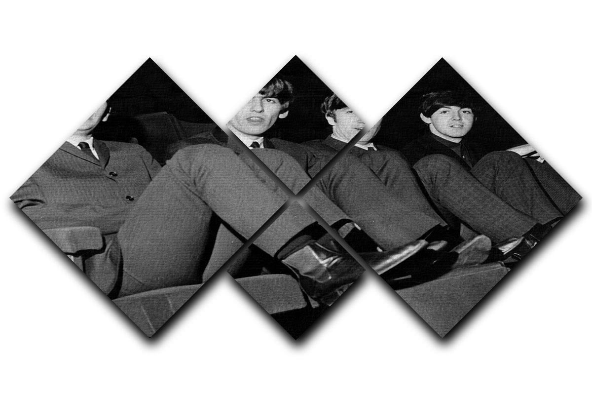 The Beatles with feet up in 1963 4 Square Multi Panel Canvas  - Canvas Art Rocks - 1