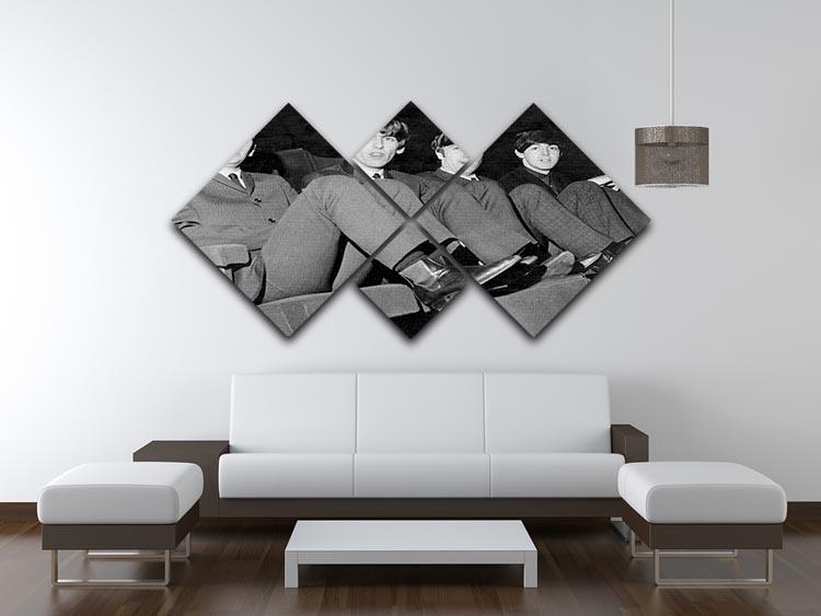 The Beatles with feet up in 1963 4 Square Multi Panel Canvas - Canvas Art Rocks - 3