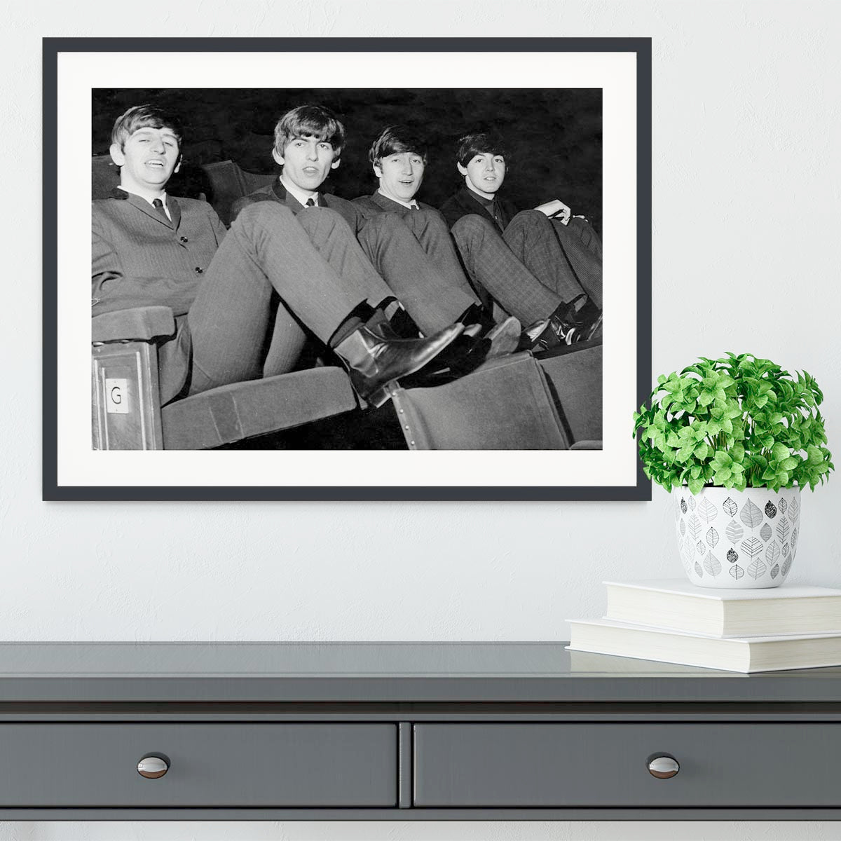 The Beatles with feet up in 1963 Framed Print - Canvas Art Rocks - 1