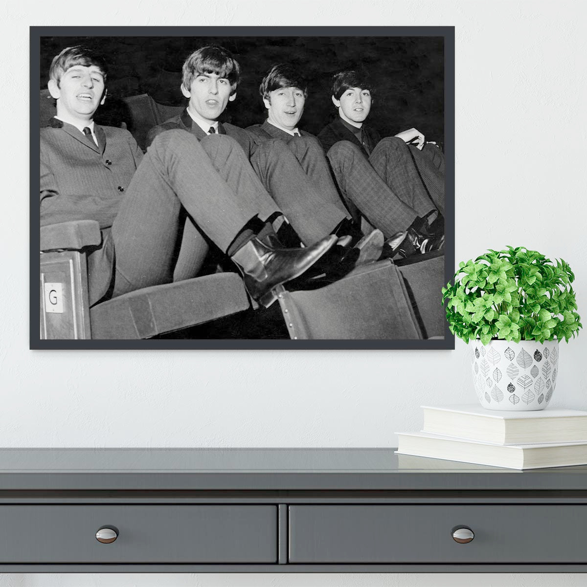 The Beatles with feet up in 1963 Framed Print - Canvas Art Rocks - 2