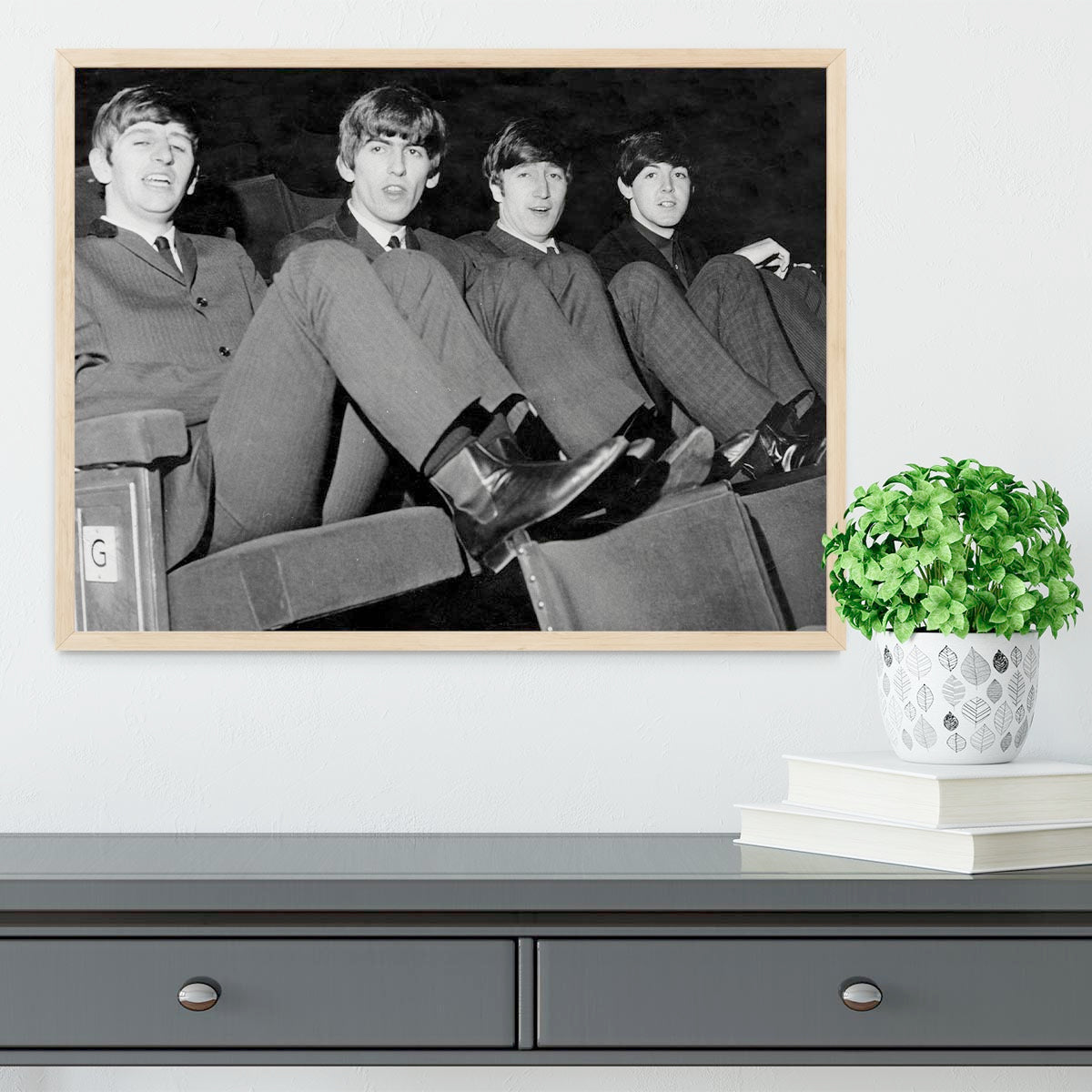 The Beatles with feet up in 1963 Framed Print - Canvas Art Rocks - 4