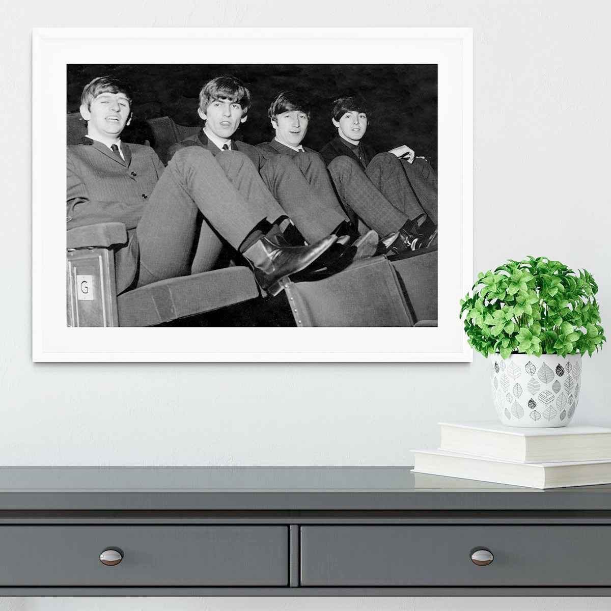 The Beatles with feet up in 1963 Framed Print - Canvas Art Rocks - 5