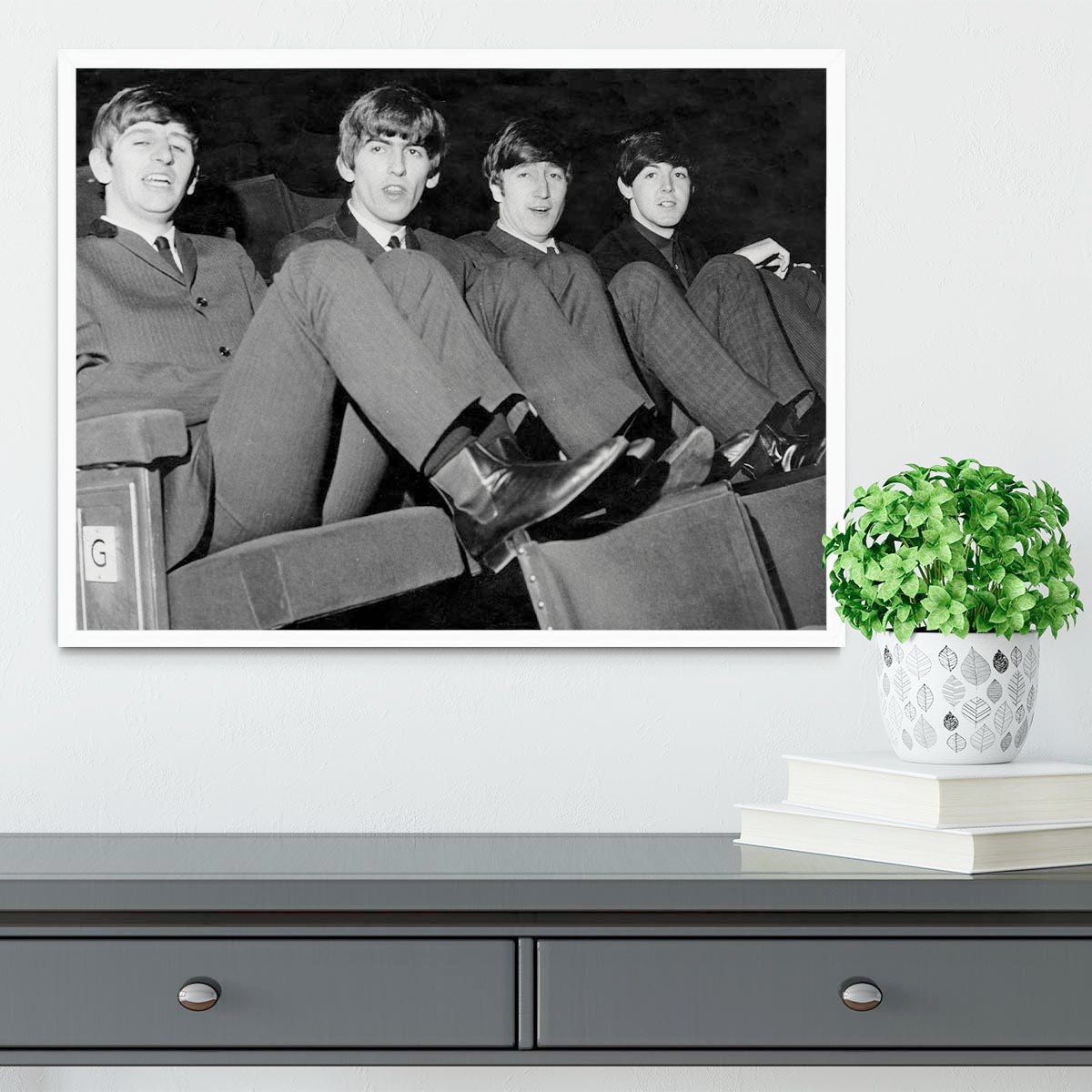 The Beatles with feet up in 1963 Framed Print - Canvas Art Rocks -6