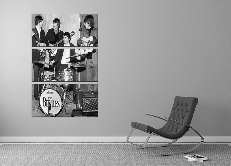 The Beatles with guest drummer Jimmy Nicol 3 Split Panel Canvas Print - Canvas Art Rocks - 2