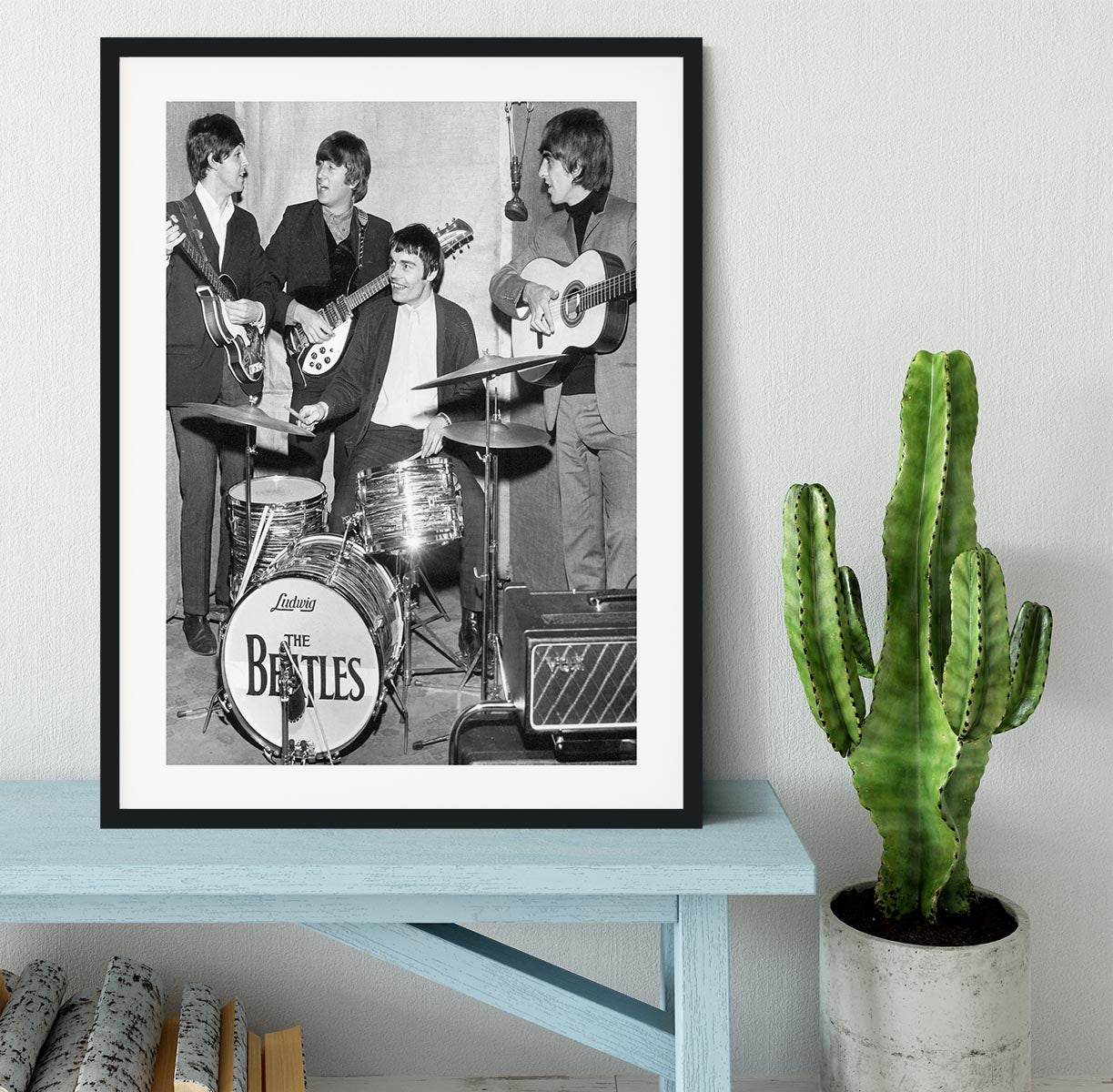 The Beatles with guest drummer Jimmy Nicol Framed Print - Canvas Art Rocks - 1