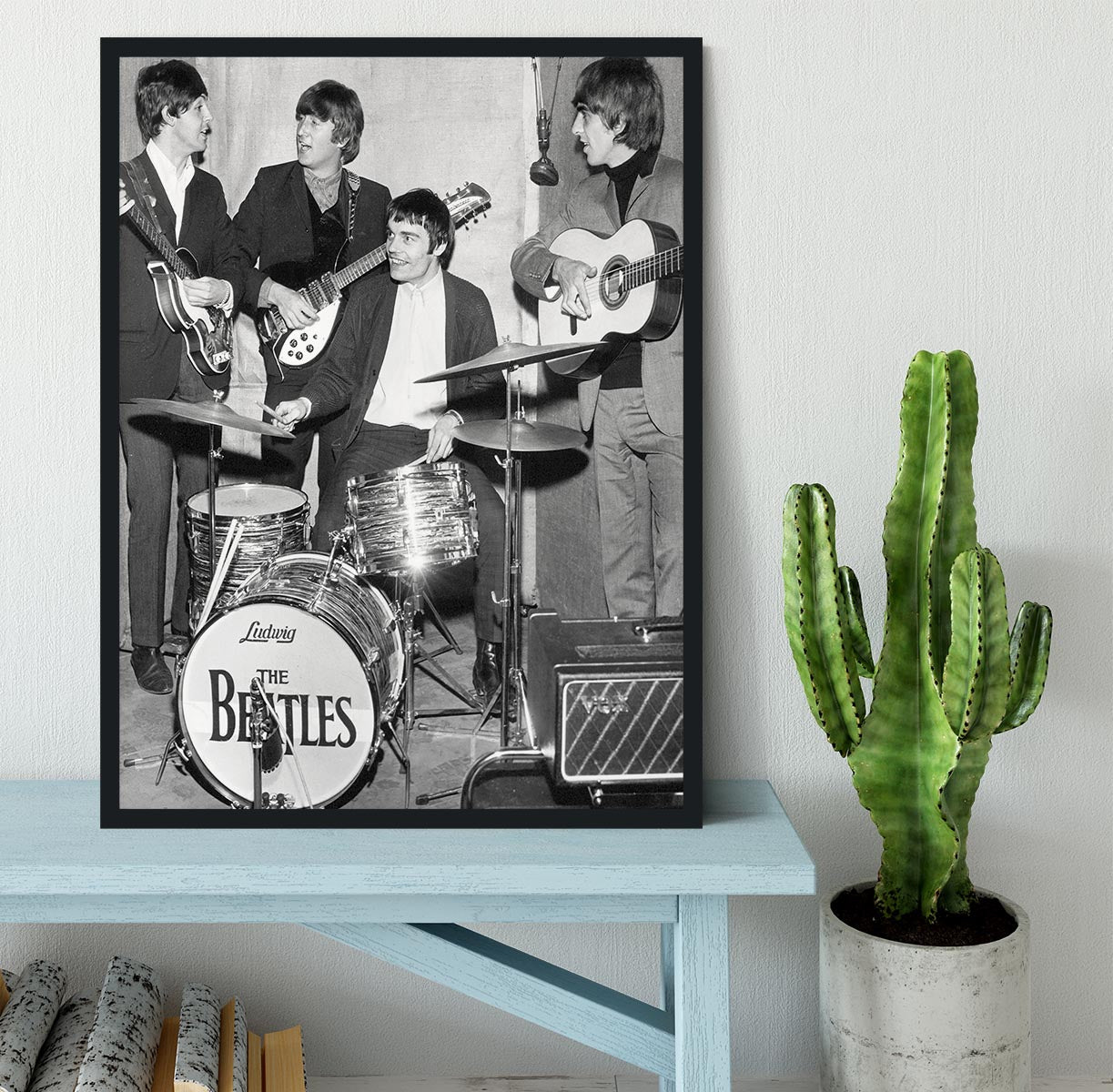 The Beatles with guest drummer Jimmy Nicol Framed Print - Canvas Art Rocks - 2