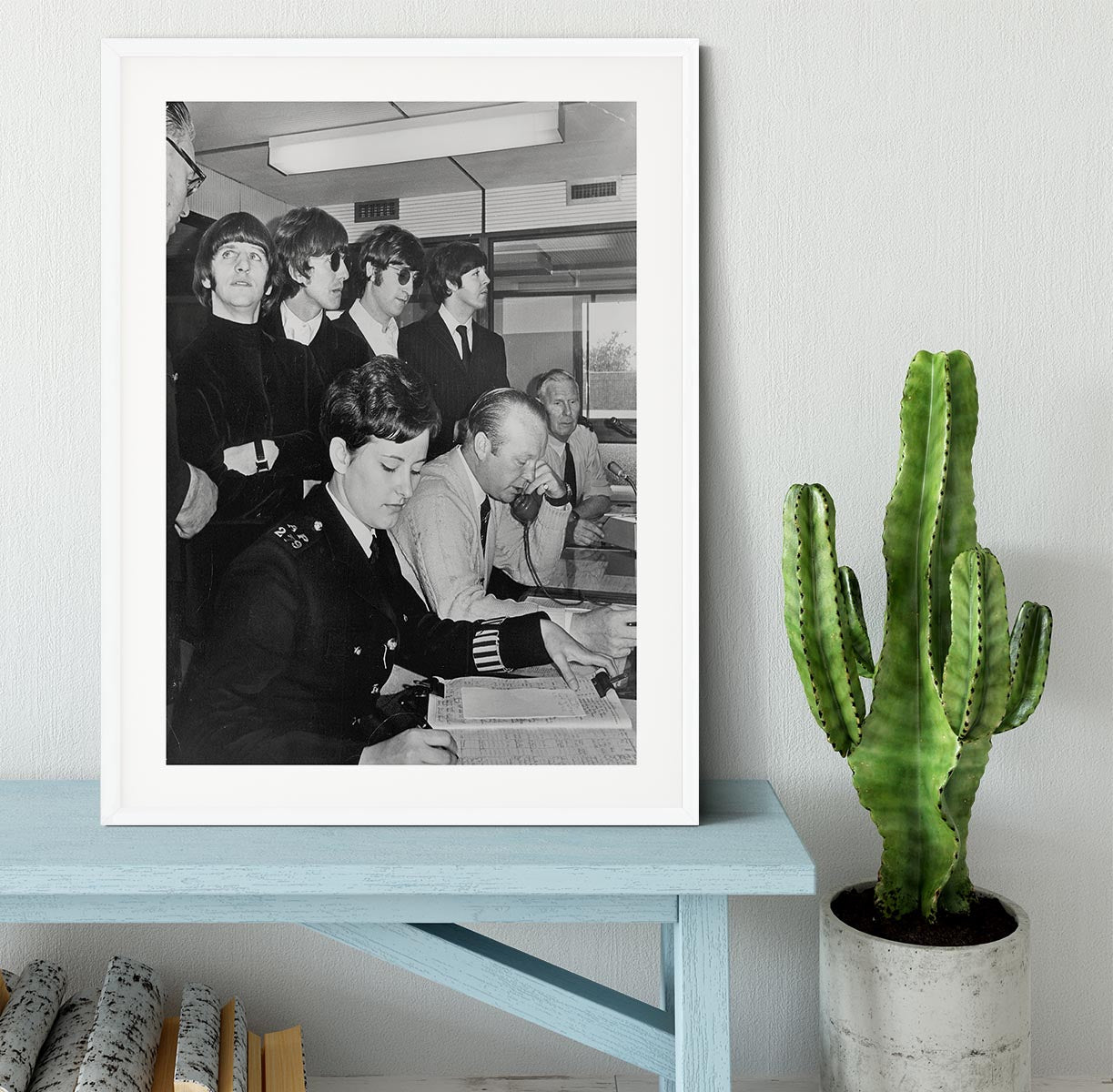 The Beatles with police at London Airport Framed Print - Canvas Art Rocks - 5