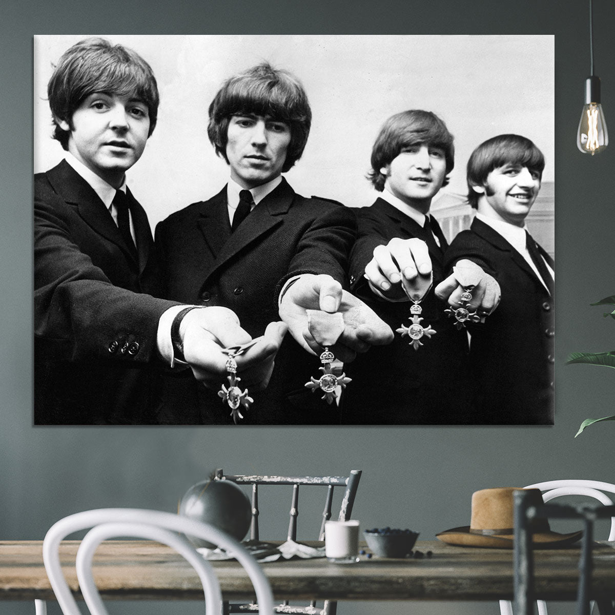 The Beatles with their MBEs Canvas Print or Poster - Canvas Art Rocks - 3