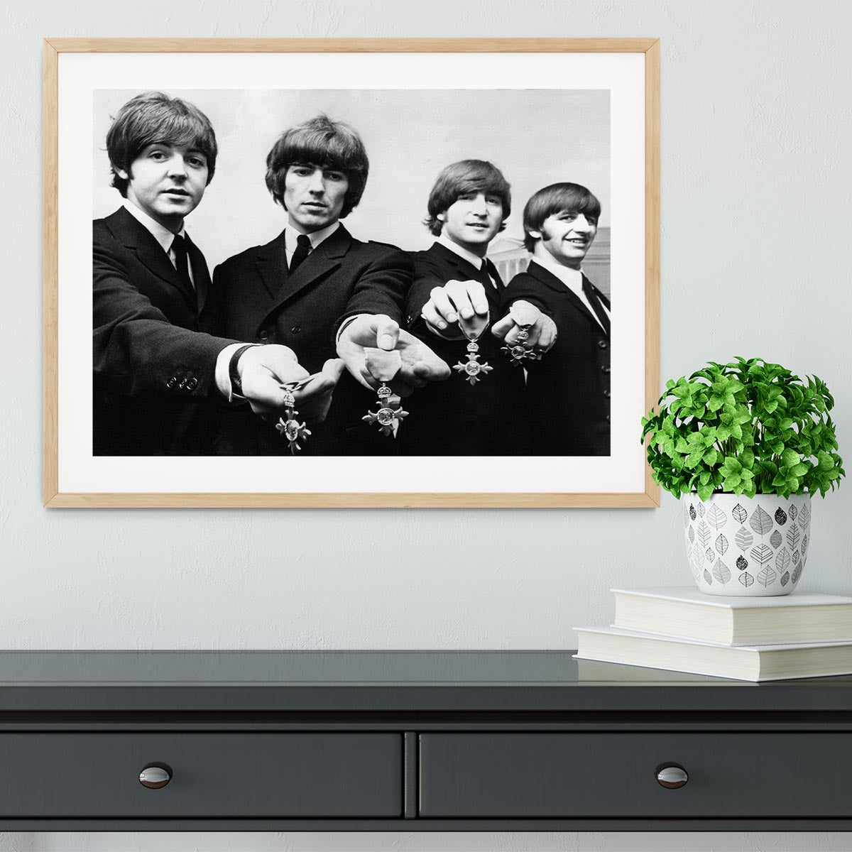 The Beatles with their MBEs Framed Print - Canvas Art Rocks - 3