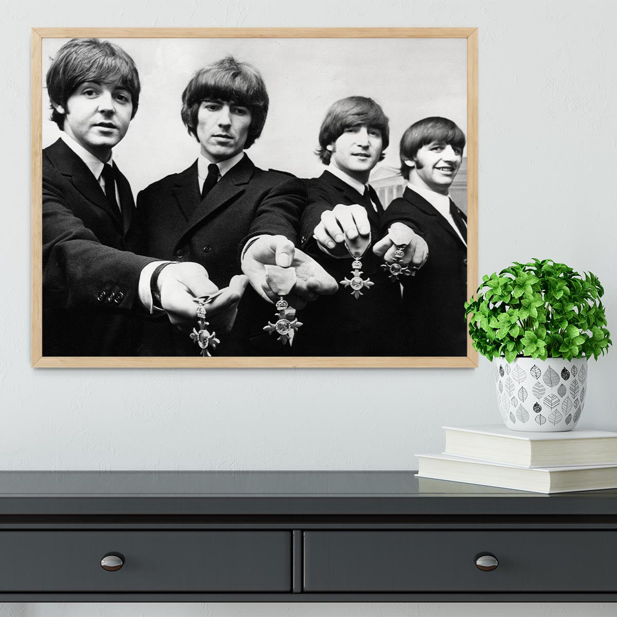 The Beatles with their MBEs Framed Print - Canvas Art Rocks - 4