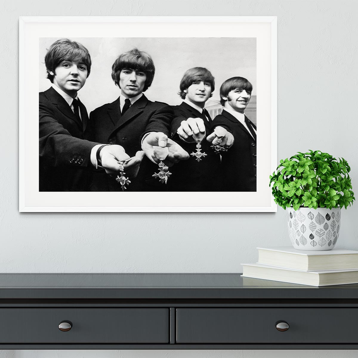 The Beatles with their MBEs Framed Print - Canvas Art Rocks - 5