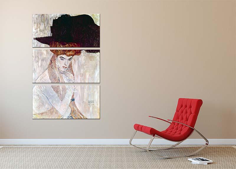 The Black Hat by Klimt 3 Split Panel Canvas Print - Canvas Art Rocks - 2