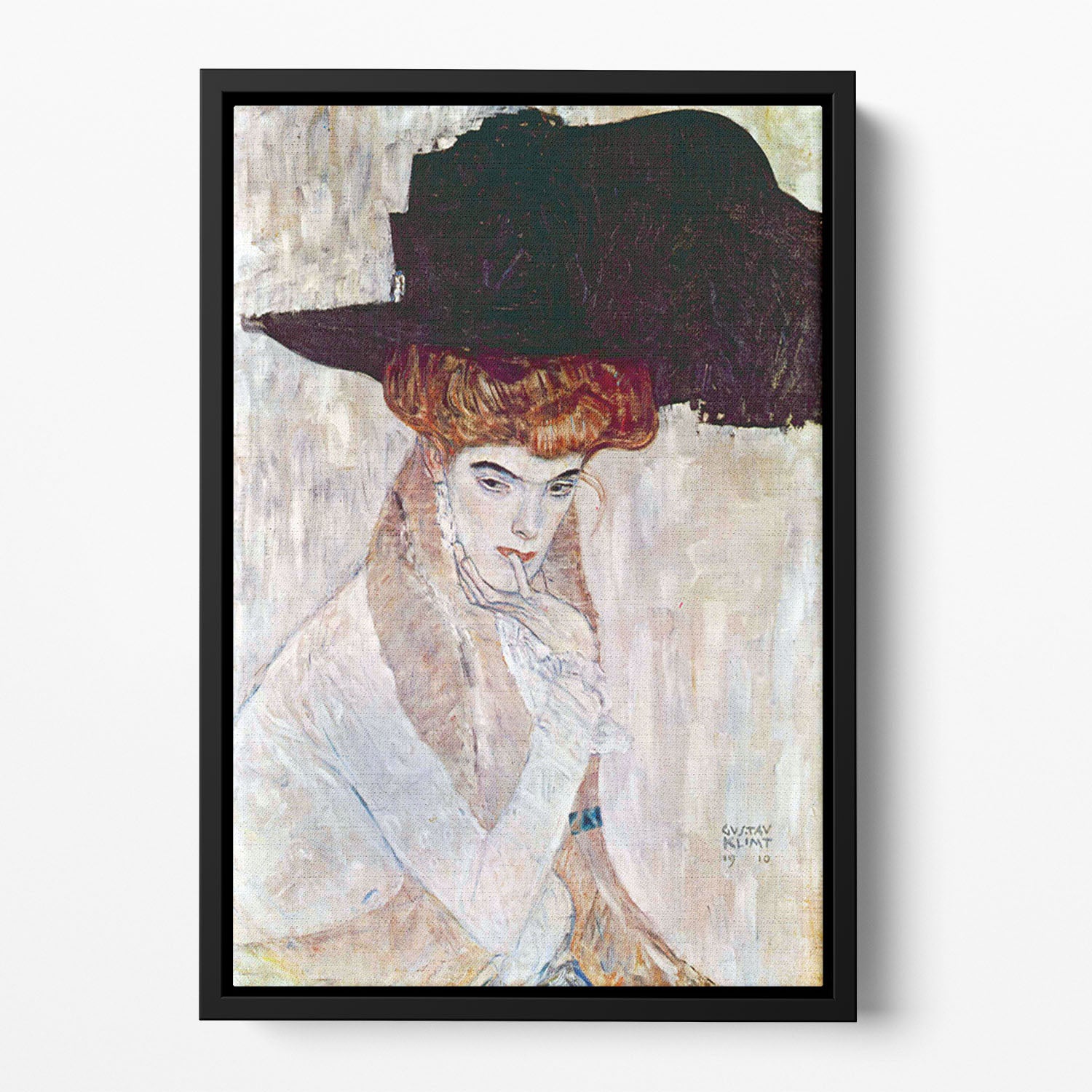 The Black Hat by Klimt Floating Framed Canvas