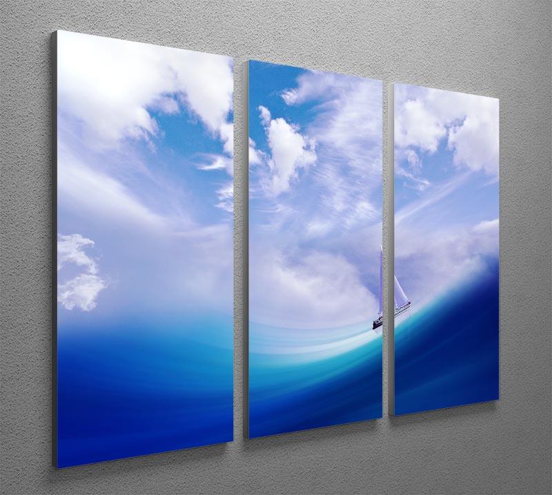 The Blue Sea 3 Split Panel Canvas Print - Canvas Art Rocks - 2