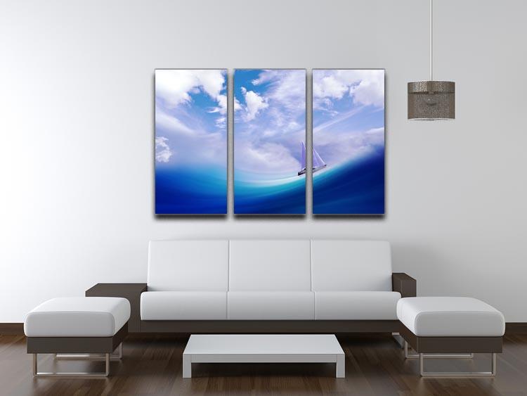The Blue Sea 3 Split Panel Canvas Print - Canvas Art Rocks - 3