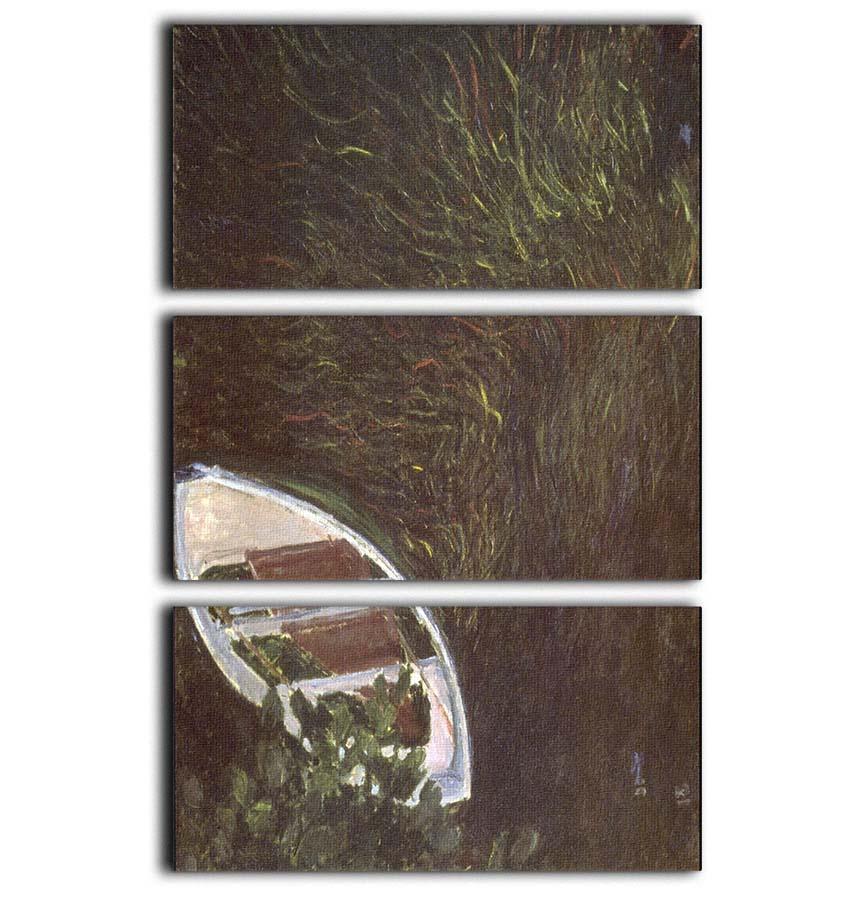 The Boat by Monet 3 Split Panel Canvas Print - Canvas Art Rocks - 1