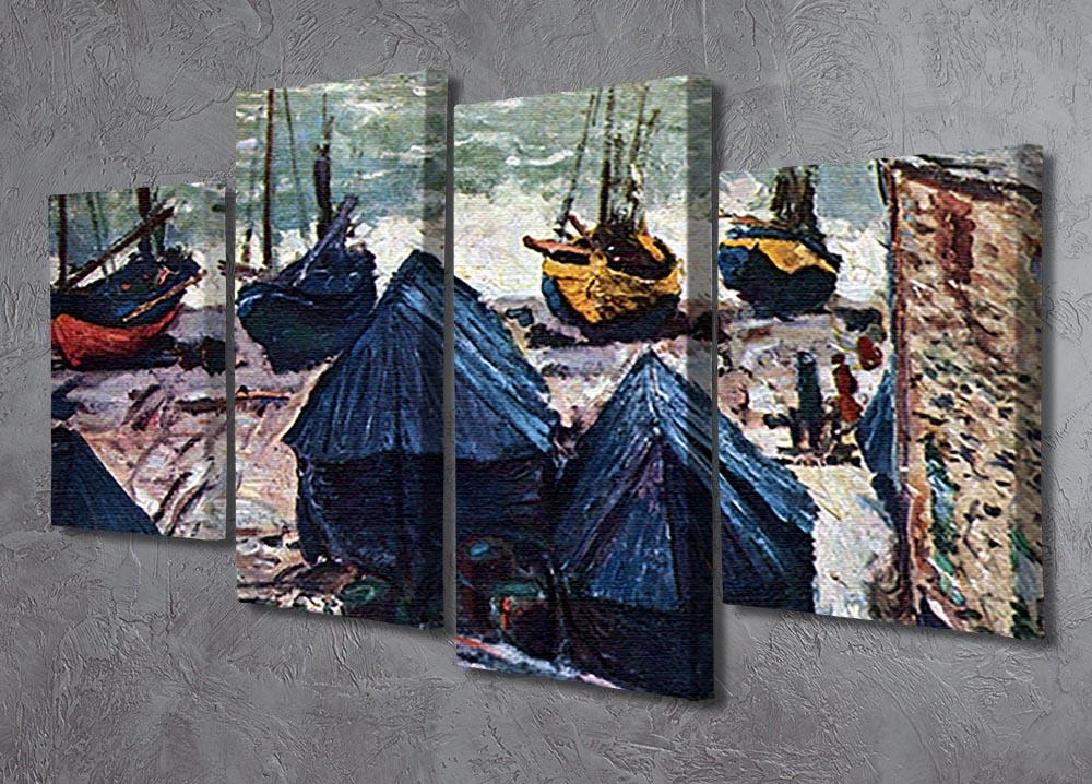 The Boats by Monet 4 Split Panel Canvas - Canvas Art Rocks - 2