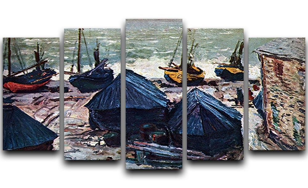 The Boats by Monet 5 Split Panel Canvas  - Canvas Art Rocks - 1