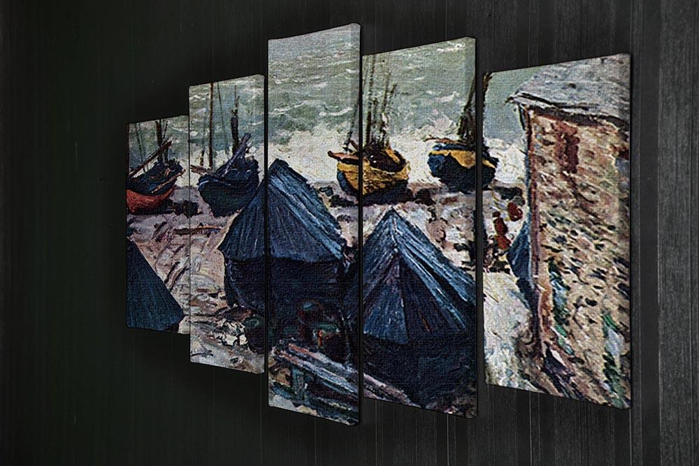 The Boats by Monet 5 Split Panel Canvas - Canvas Art Rocks - 2