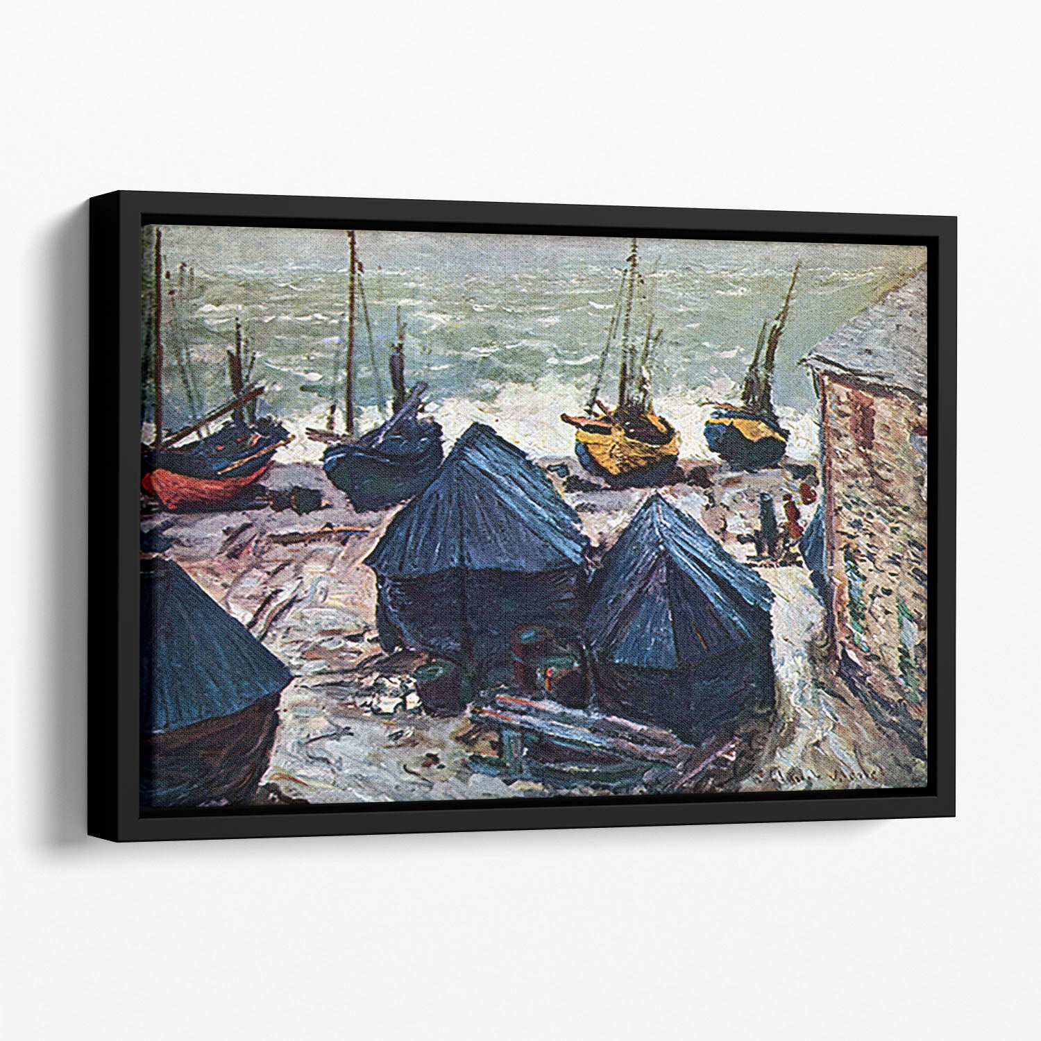 The Boats by Monet Floating Framed Canvas