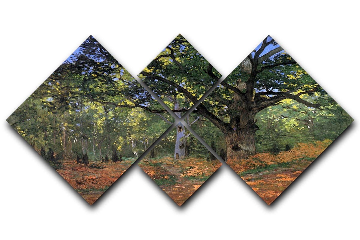 The Bodmer oak Fontainbleau forest by Monet 4 Square Multi Panel Canvas  - Canvas Art Rocks - 1